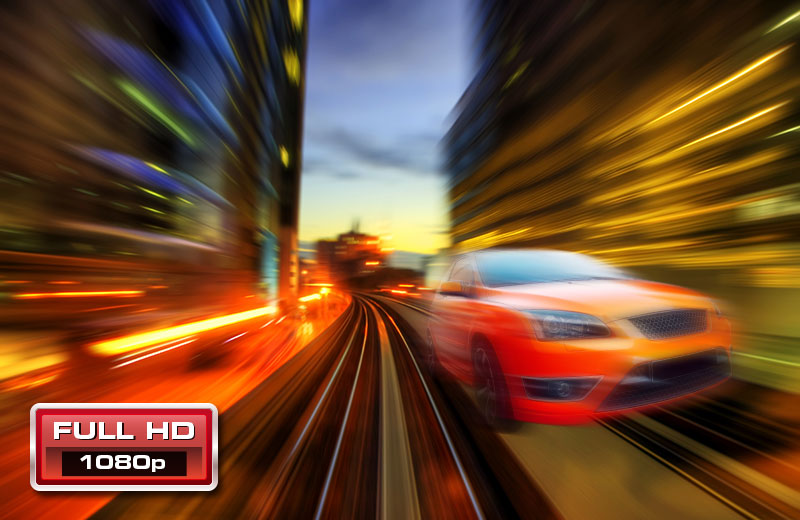1080p60 Full HD. A car moves at fast speed.